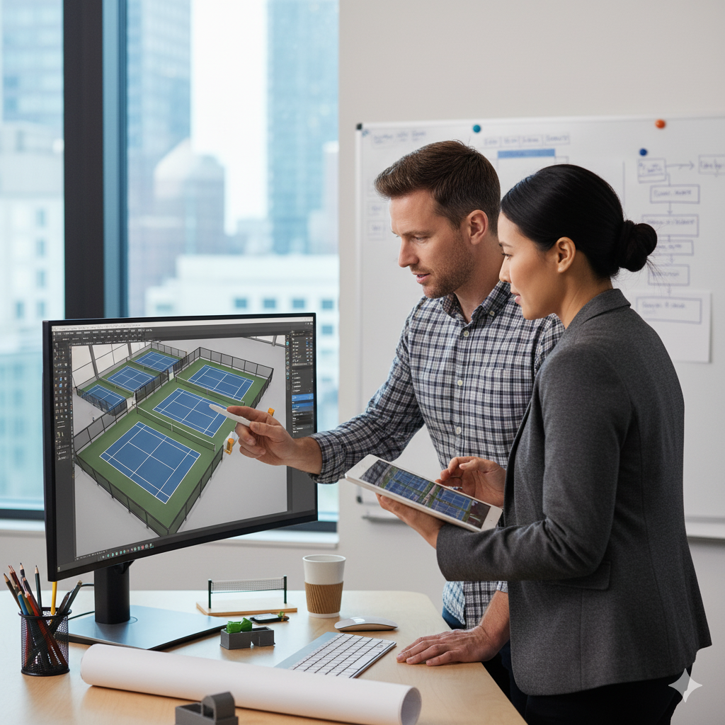 Multi-court pickleball facility plans and layouts